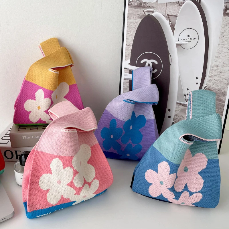 新年爱心红色包包百搭针织爱心手提包户外百搭休闲手拎包ins箱包