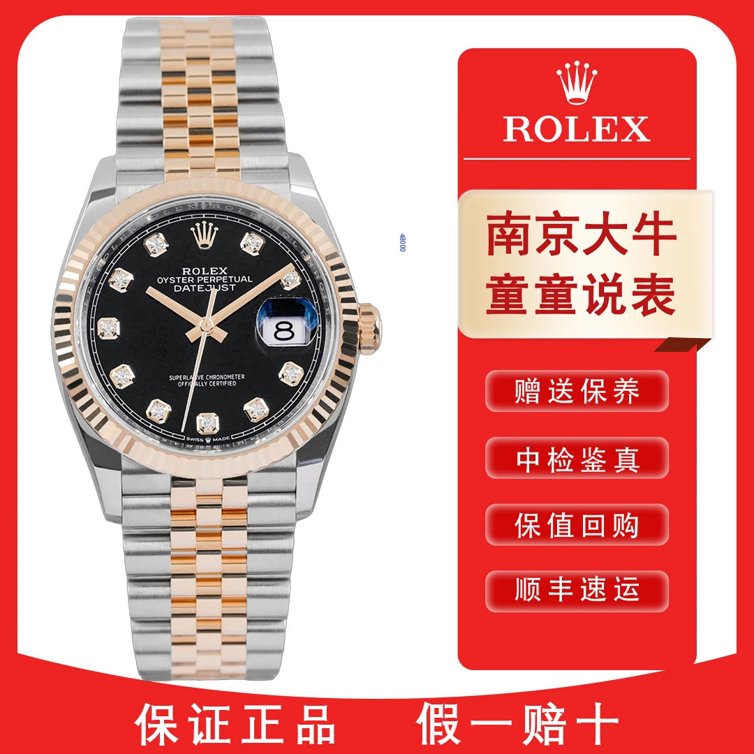 全新未使用 Rolex/劳力士 童/126233黑面钻刻/25年全新全套/36mm