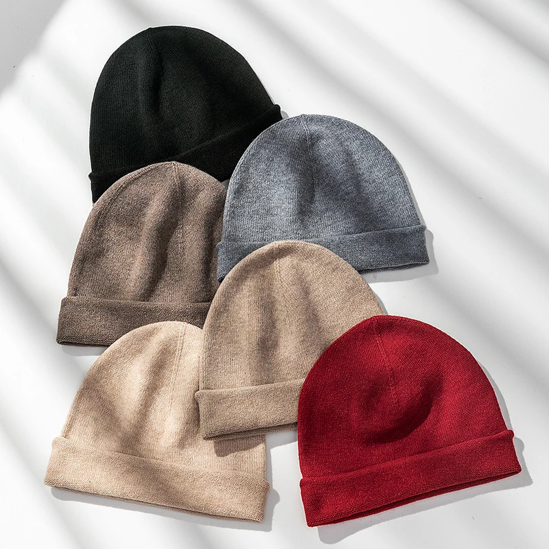 一体成型羊毛帽子圆顶加厚针织护耳百搭男女同款冬天保暖冷帽