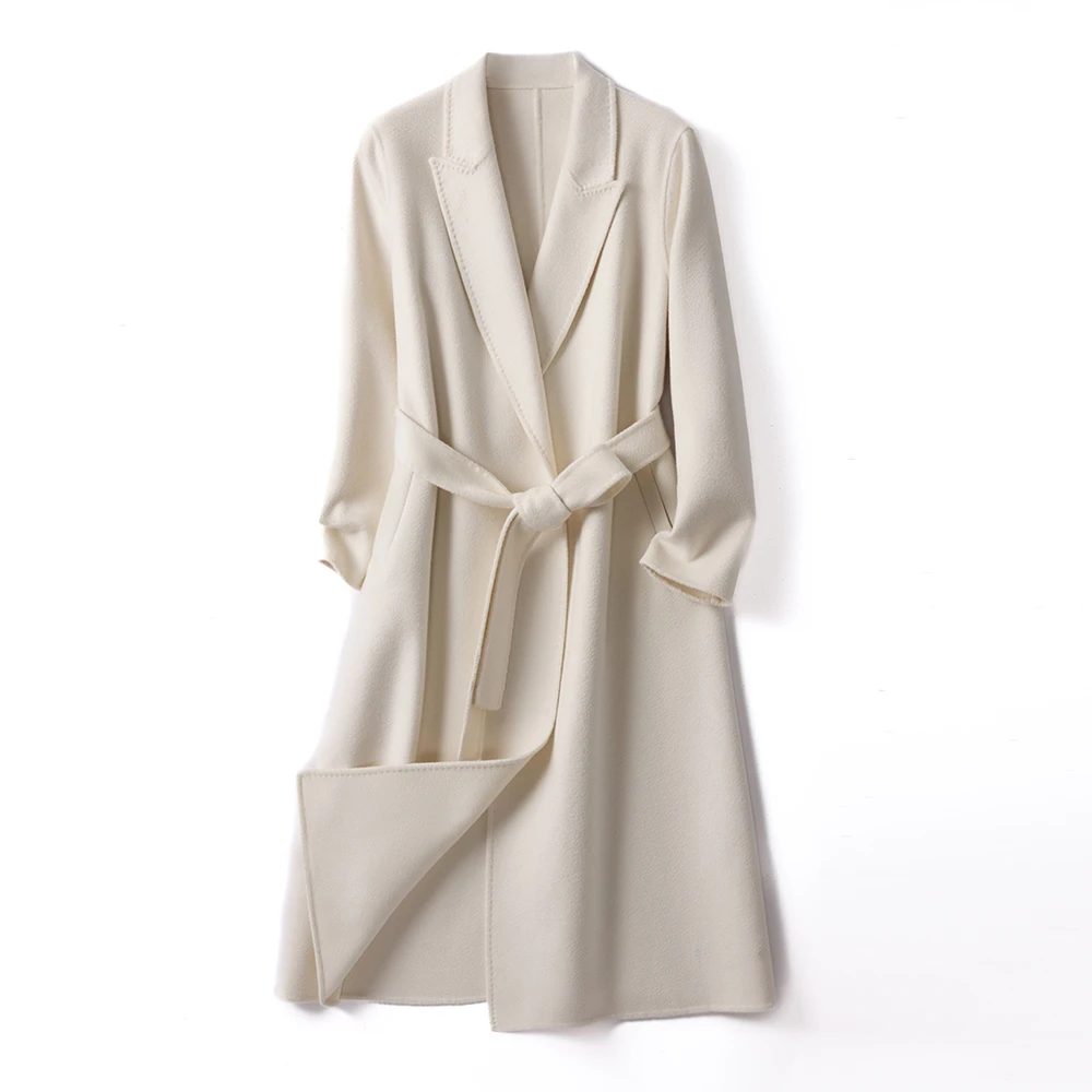 秋冬毛呢外套奢华羊绒长大衣显瘦冬季流浪丹宁风23908