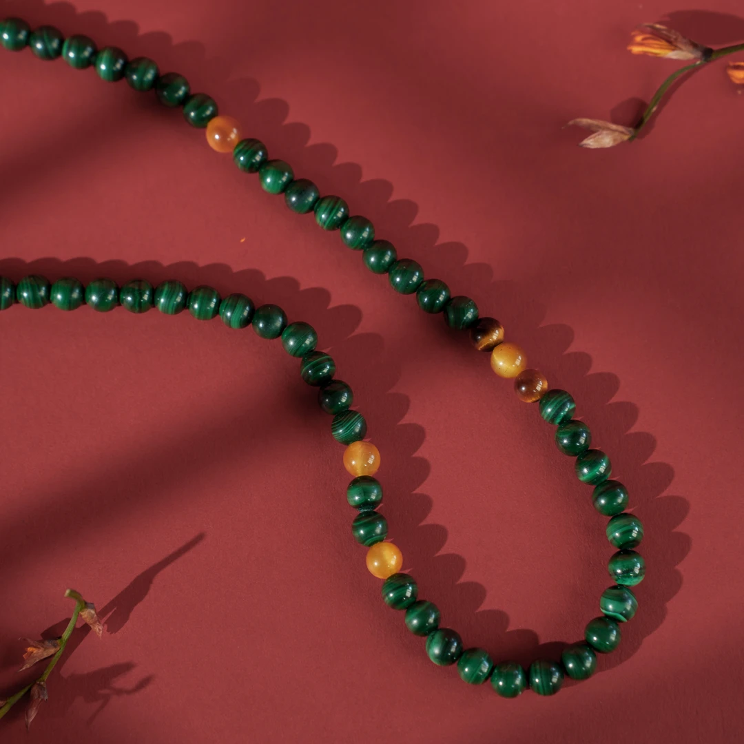 吊坠925银 【碧山】幻渺原创设计 | 复古高级中式圆珠拼色手工项链