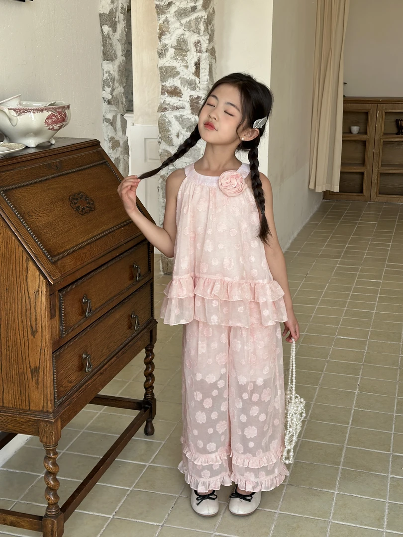 夏季新款无袖韩版可爱女中大童套装