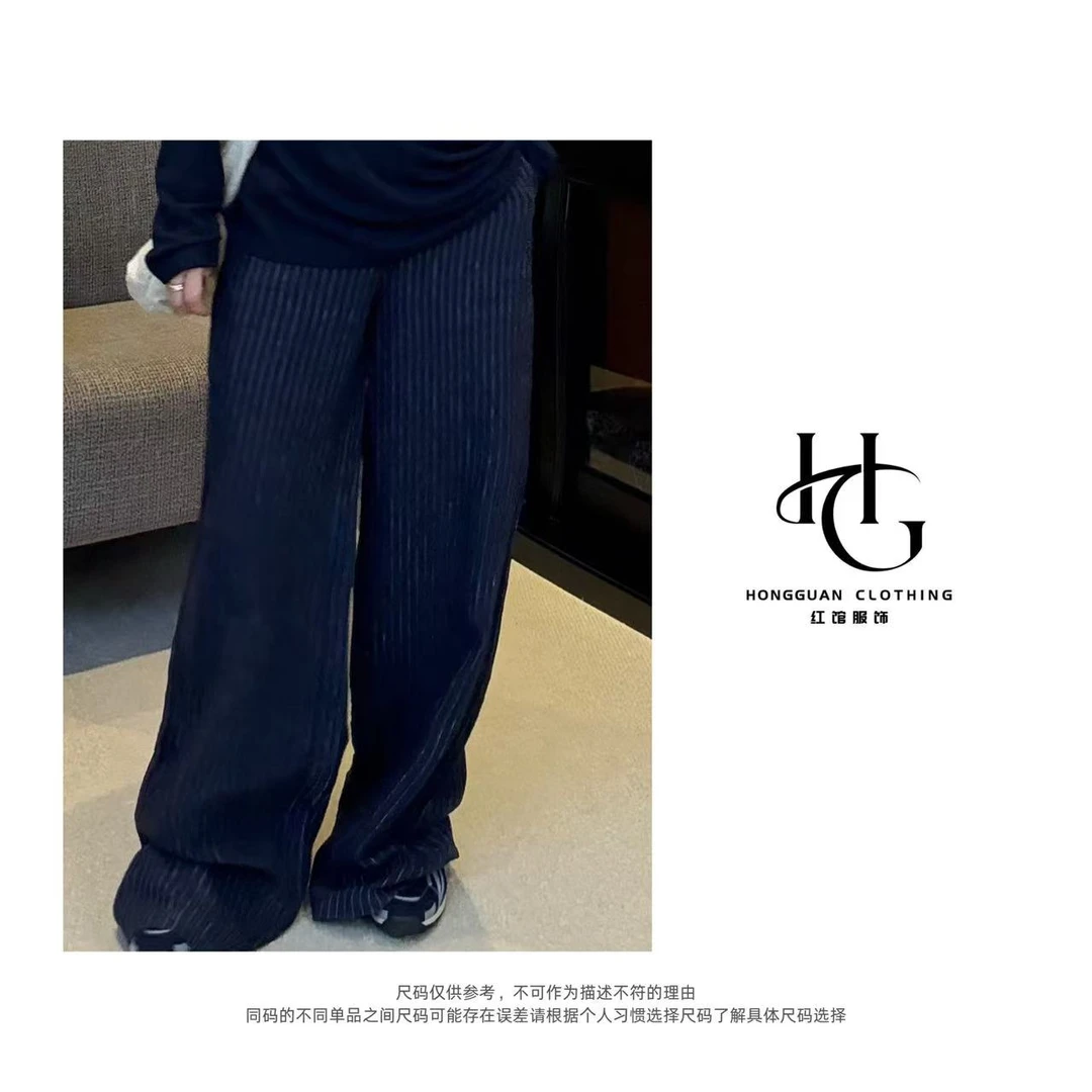 H·G【蓝调往事】2105 新款时尚法式细条纹直筒休闲裤
