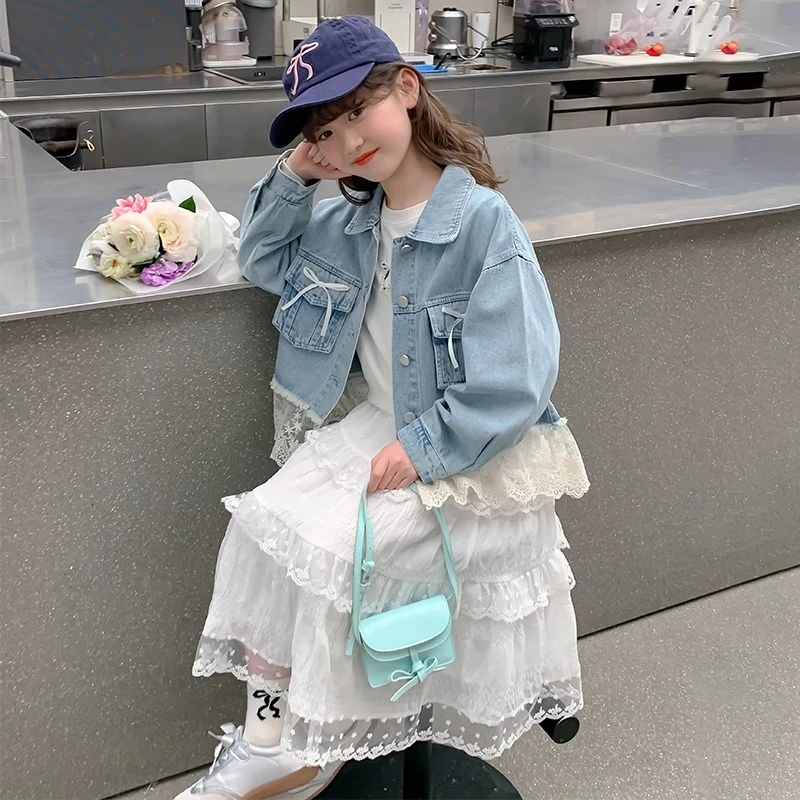 女童春装套装2025新款洋气时髦牛仔外套儿童春秋大童半身裙两件套