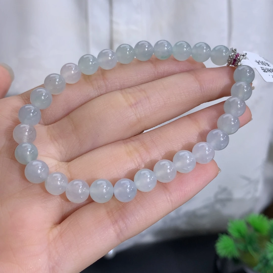 翡翠未镶嵌手串卡6.8马卡龙