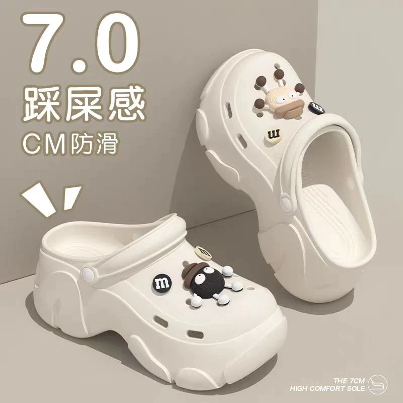 一脚蹬镂空女防滑洞洞鞋软底踩屎感女沙滩鞋凉拖鞋外穿凉鞋半拖