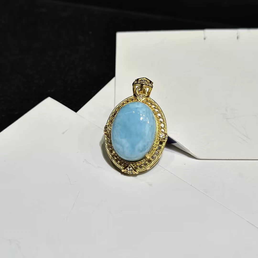 【GXS】S925银海纹石蛋面吊坠-约21*17*9mm（多样性发）