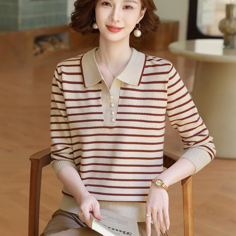 秋装新款针织衫妈妈装时尚毛衣打底小衫中老年女士秋冬洋气质上衣