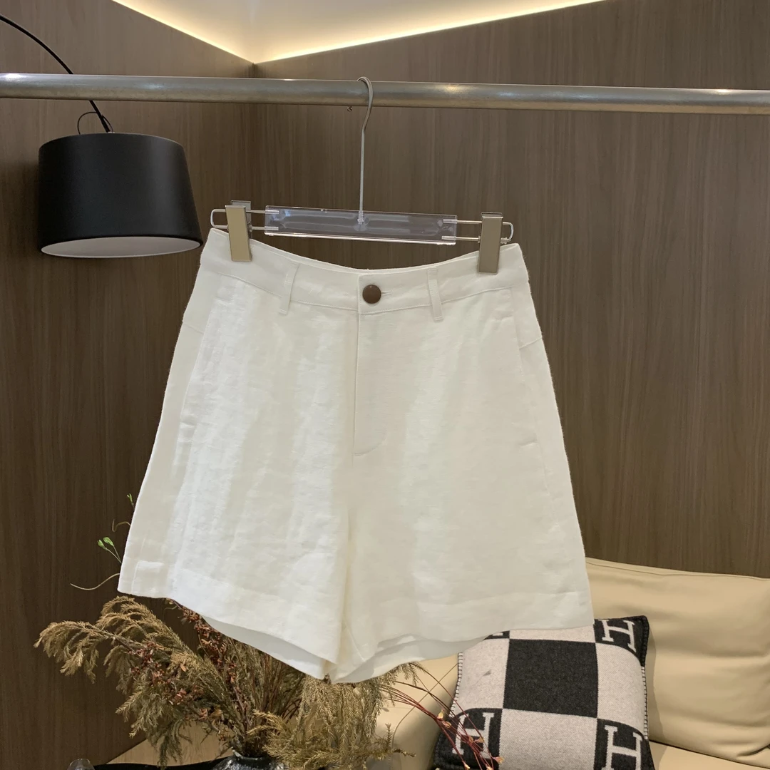 饭饭FANN COLLECTION 100亚麻直筒短裤FANNB072