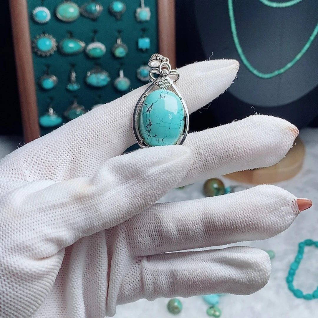 银S925镶嵌绿松石珠宝奇石