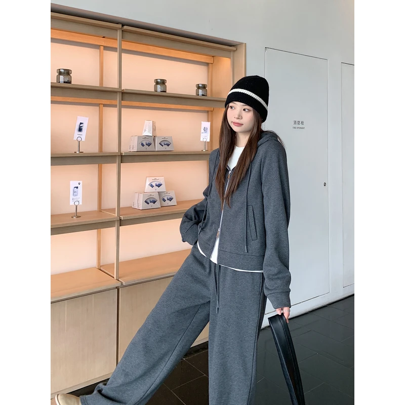 【ALINDM年中大清仓】胖mm正肩连帽卫衣加绒卫裤200斤秋冬-XG7272