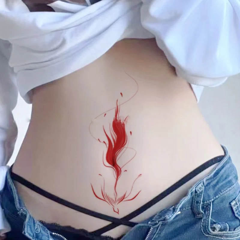 新中式凤凰彩色纹身清新高颜值清纯甜妹手臂小腹高级爆款持久遮疤