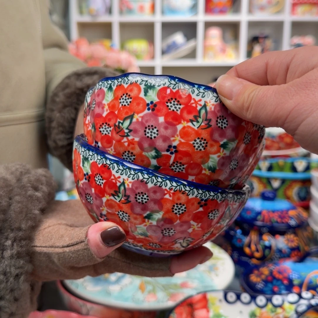 瓷5英寸红花饭碗2只