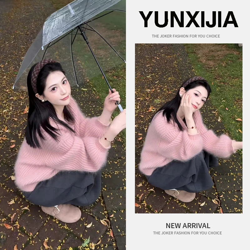 秋季2025温柔风套头针织圆领针织衫温柔甜美气质法式半身裙两件套