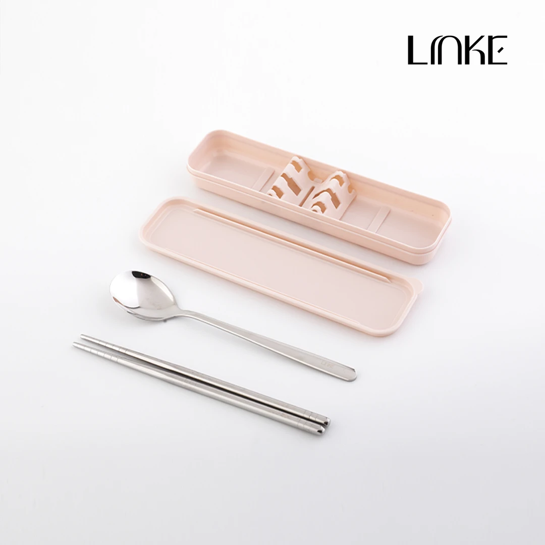 Linke邻可 304不锈钢便携餐具筷勺三件套旅行外带收纳餐具套装