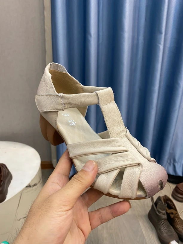 266头层牛皮新款手工女鞋