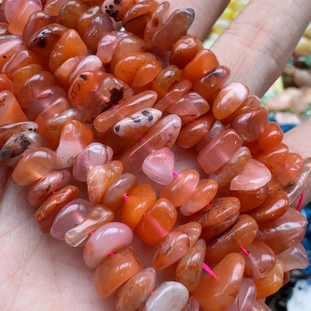 玛瑙/玉髓合金珠宝半成品南红随型隔片一条