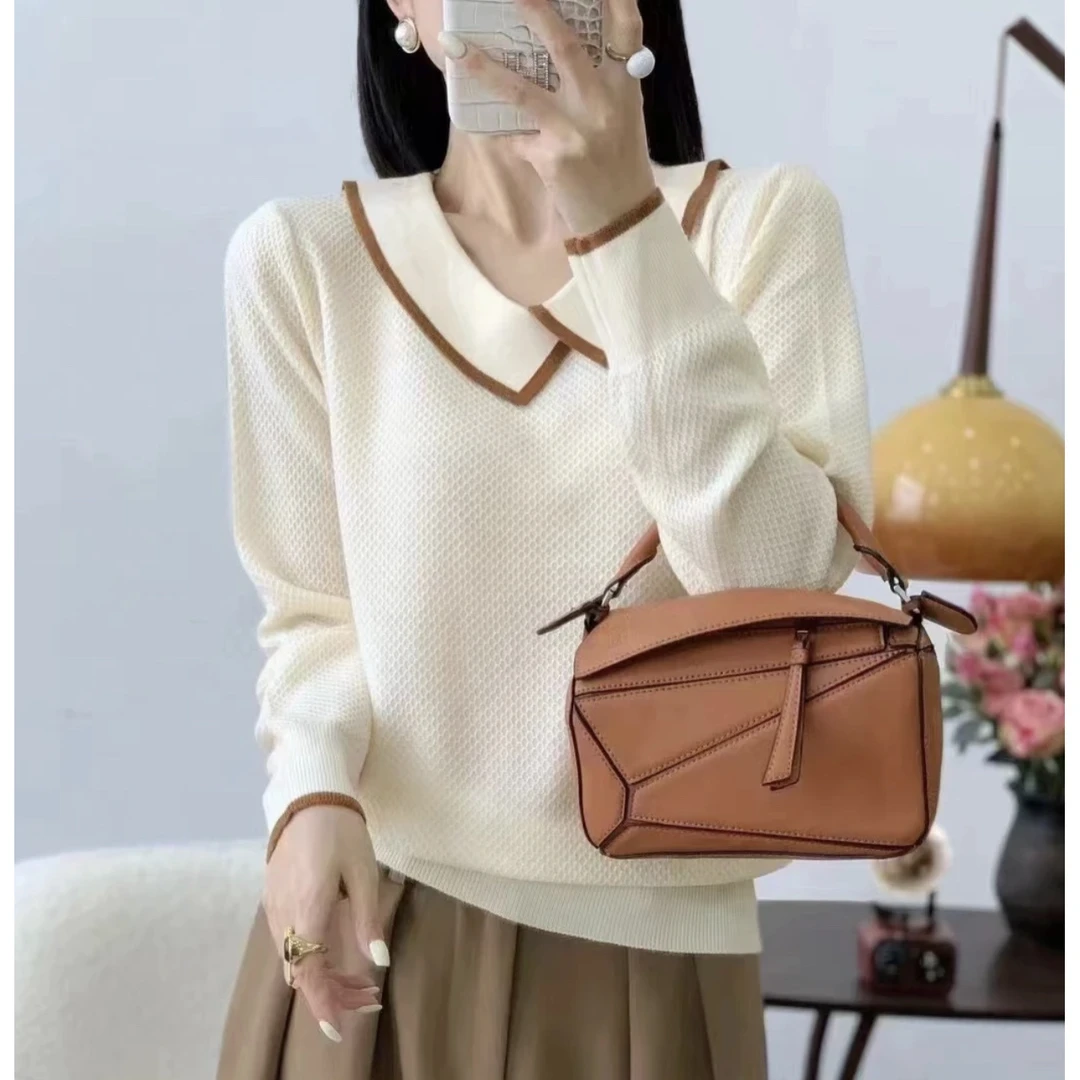 2025春夏新款时尚百搭欧式斜方领洋气针织衫短袖女小众显瘦上衣潮