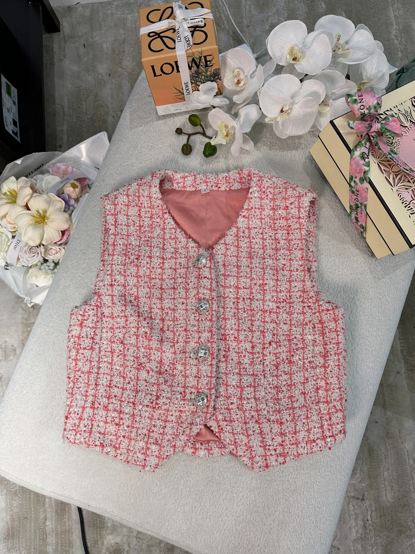 【是你大大钱】25ss夏季巨显白橘色调小香风高奢马甲百搭