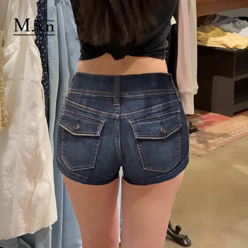 美式辣妹低腰丰胯牛仔短裤女夏2025新款不露屁股外穿a字包臀热裤