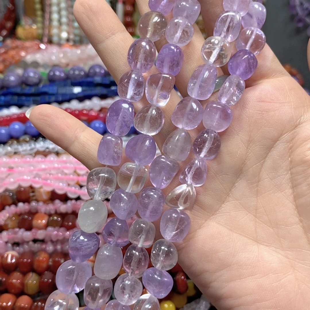 玛瑙/玉髓未镶嵌珠宝半成品天然紫水晶随型一条卡12mm