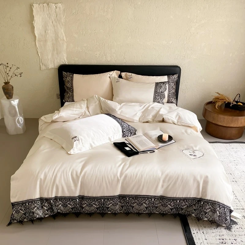 【200支高精密樱为有你礼盒款四件套】宽边公主风四件套轻奢丝滑