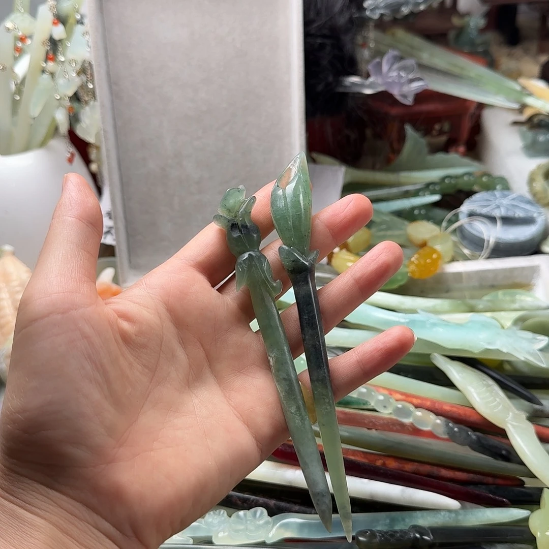 合金蛇纹石玉发饰