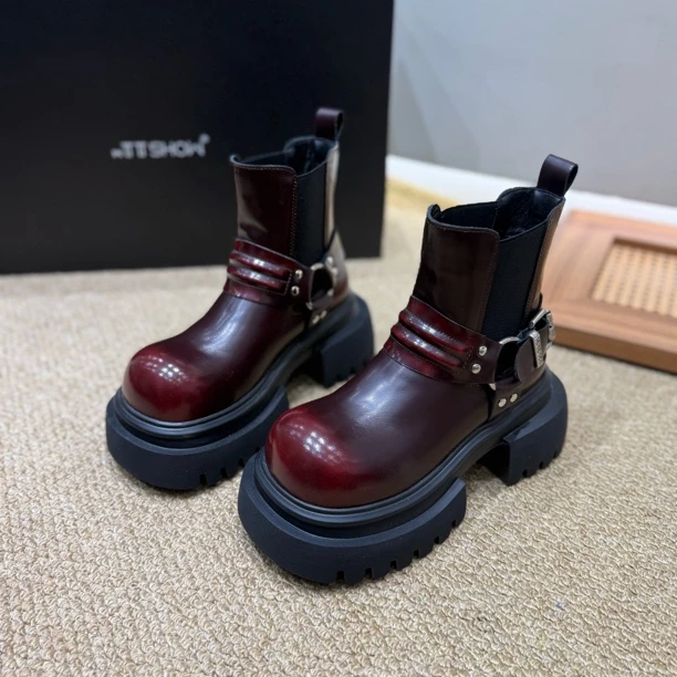 YG 欧货潮款切尔西短靴2024新款大头显瘦增高英伦风短靴