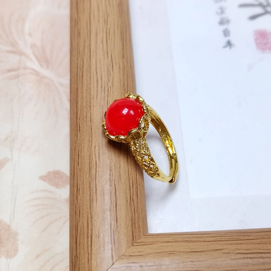 【侯总专属】甄选鸽血红玉石戒指26-合金