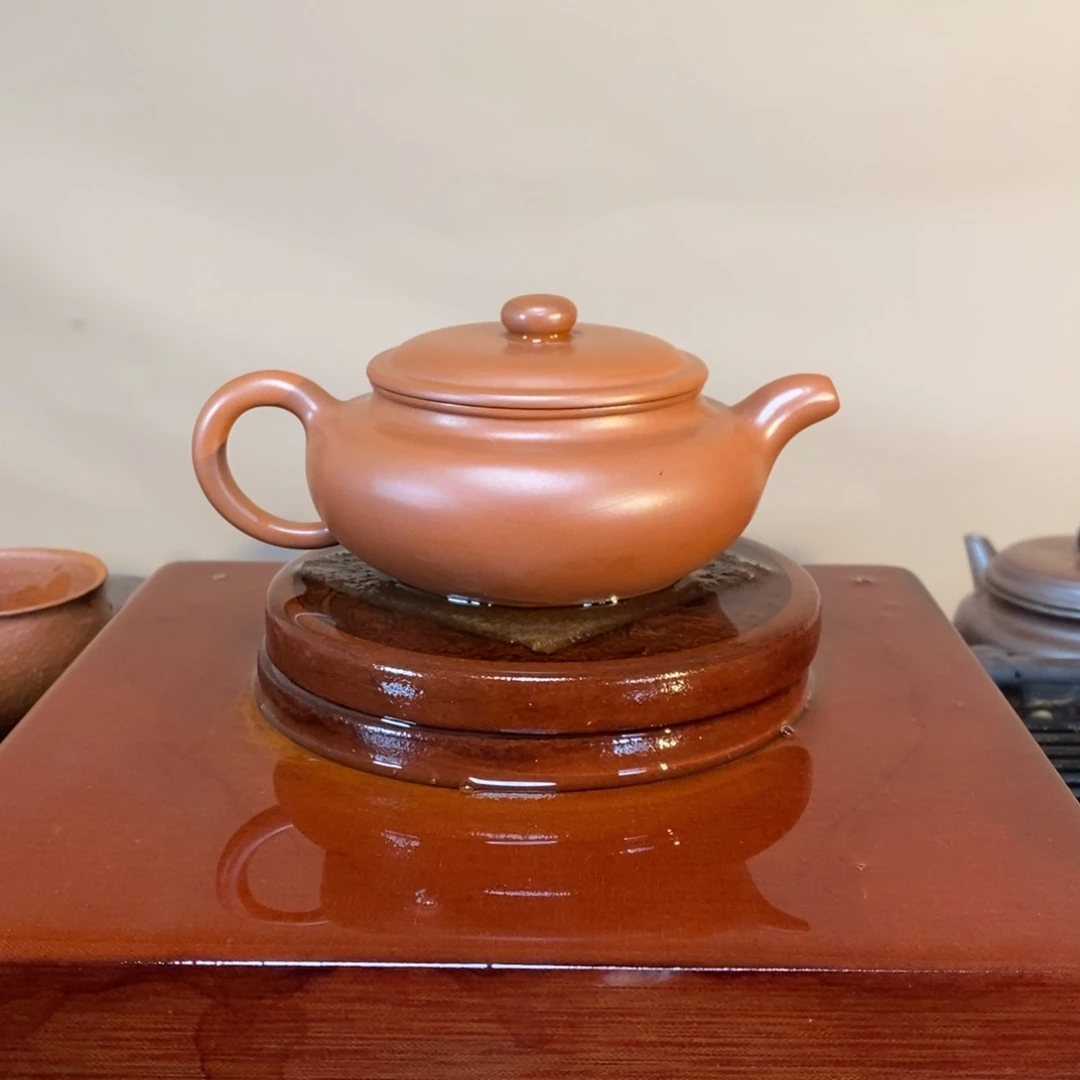 茶壶紫砂高端160cc生砂朱泥扁复