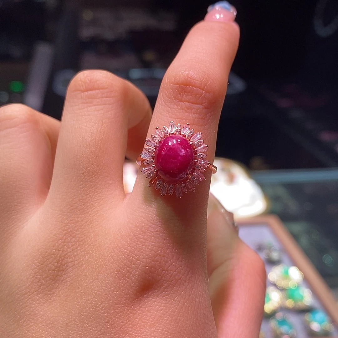 银S925镶嵌戒指红宝石