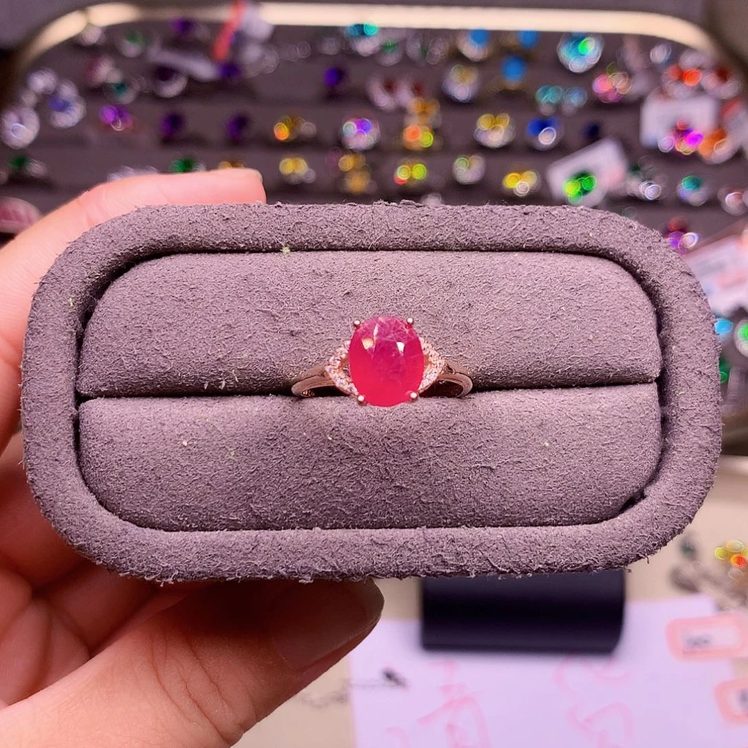 红宝石戒指银S925镶嵌