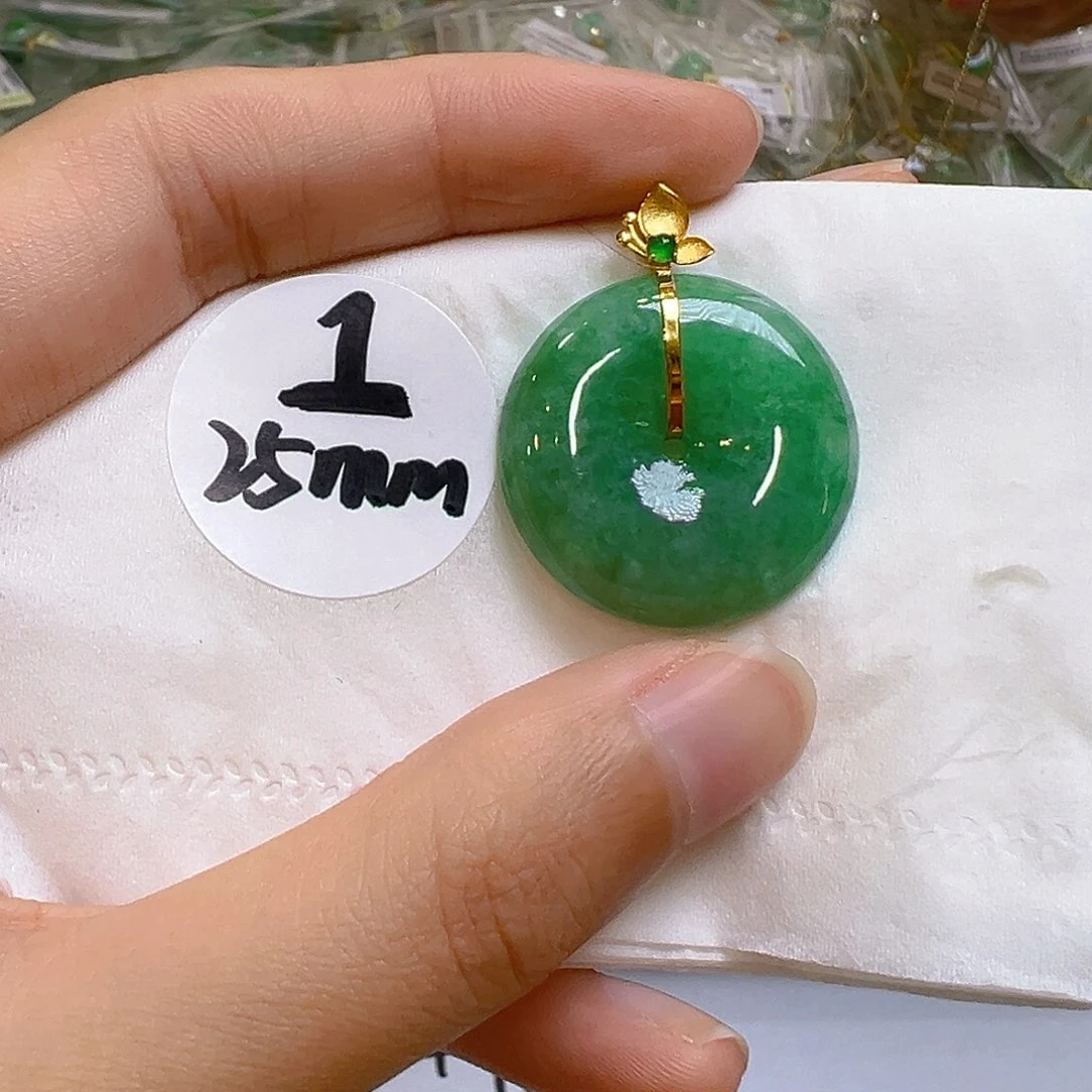 翡翠18K金镶嵌吊坠(不含链)翡翠