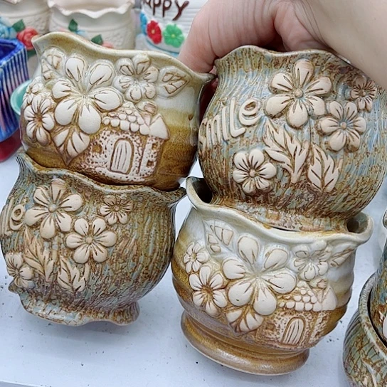 多肉绿植陶瓷花盆9.9包邮，有空