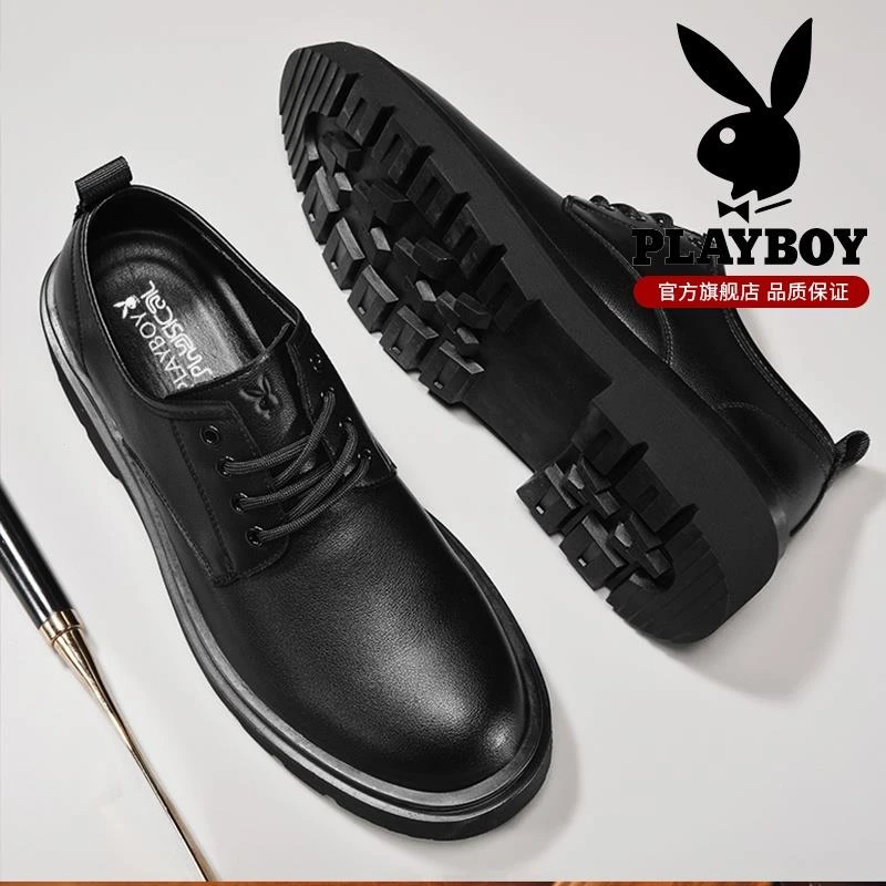 花花公子男鞋2025新款夏季商务休闲板鞋英伦风软底工装低帮马丁靴