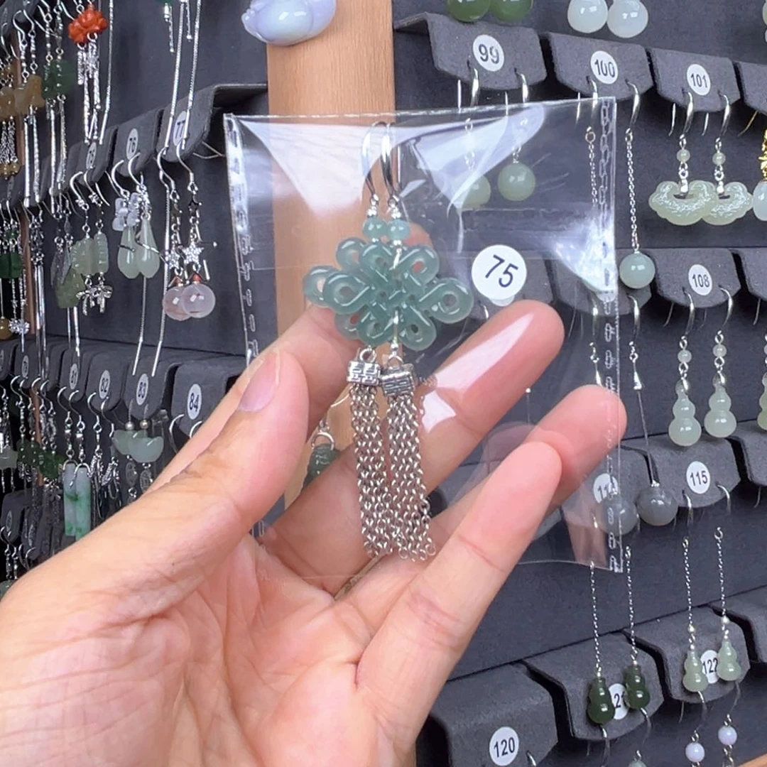 翡翠银S925镶嵌耳饰南*