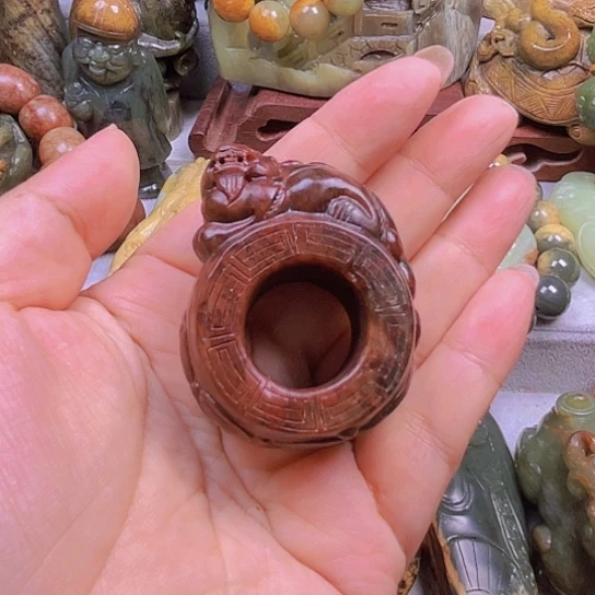 岫岩河磨玉（透闪石质玉）戒指未镶嵌自**哥