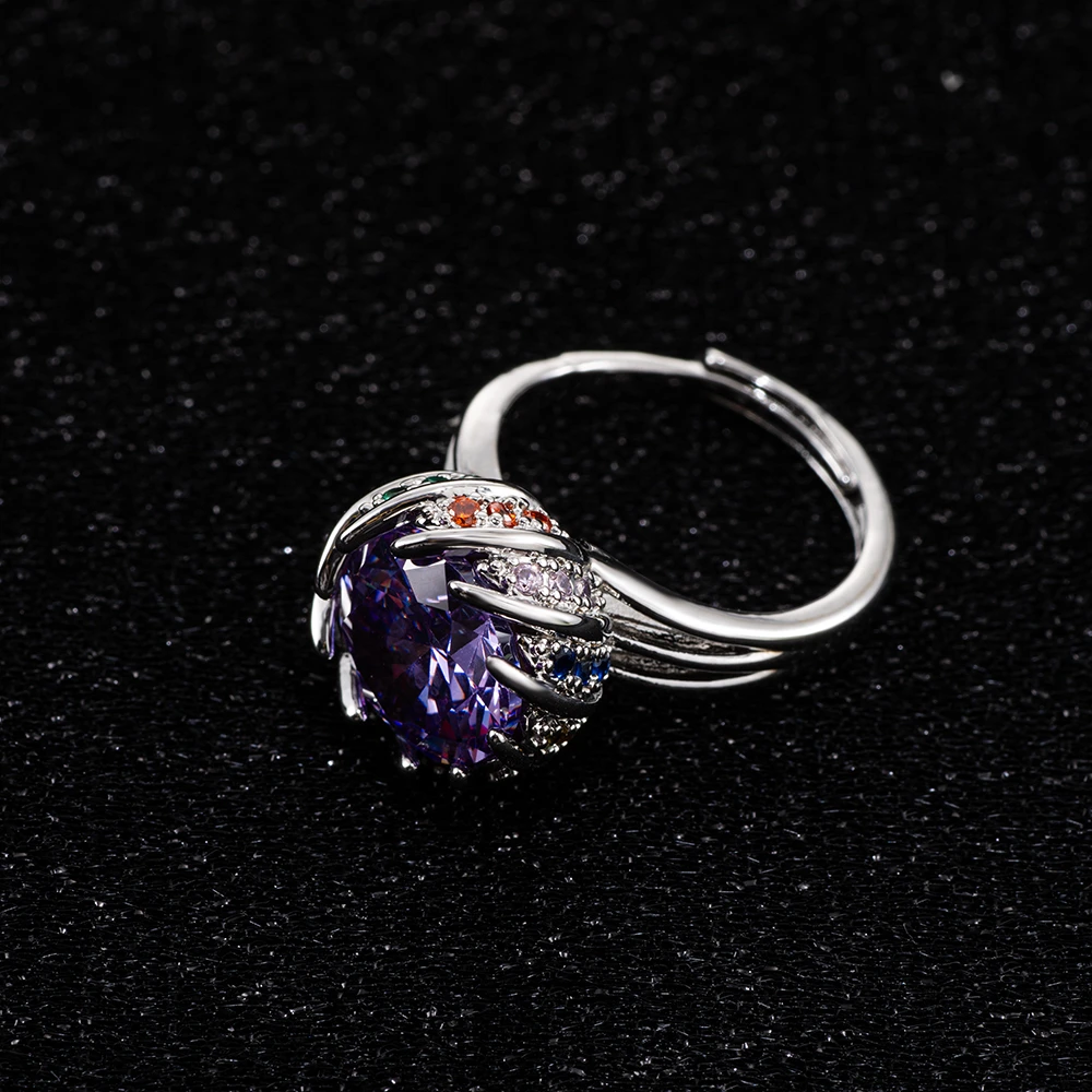 紫水晶 s925银 紫魄流辉 烟霞锁梦 戒指 SR0001