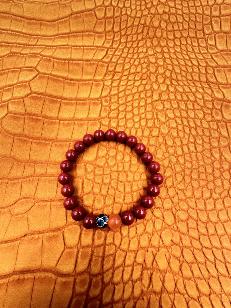 含辰砂工艺品【缘聚德珠宝】辰砂正品紫金砂8MM手串莲花配珠