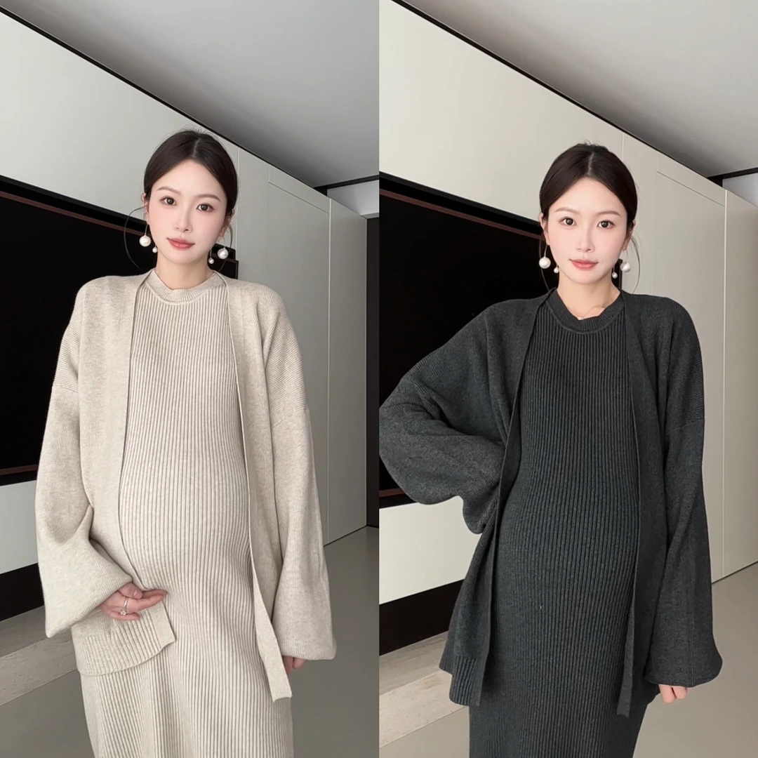 senenmu 【舒适区套装】新款两件套背心裙+开衫针织套装孕妇可穿