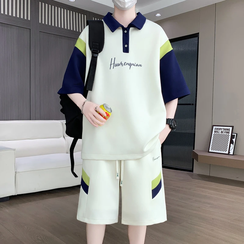 中大童短袖休闲套装2025夏季男童套装初中生帅气青少年潮流两件套