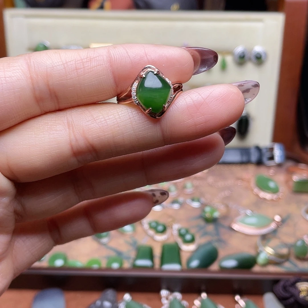 和田玉（碧玉）银S925镶嵌吊坠(不含链)