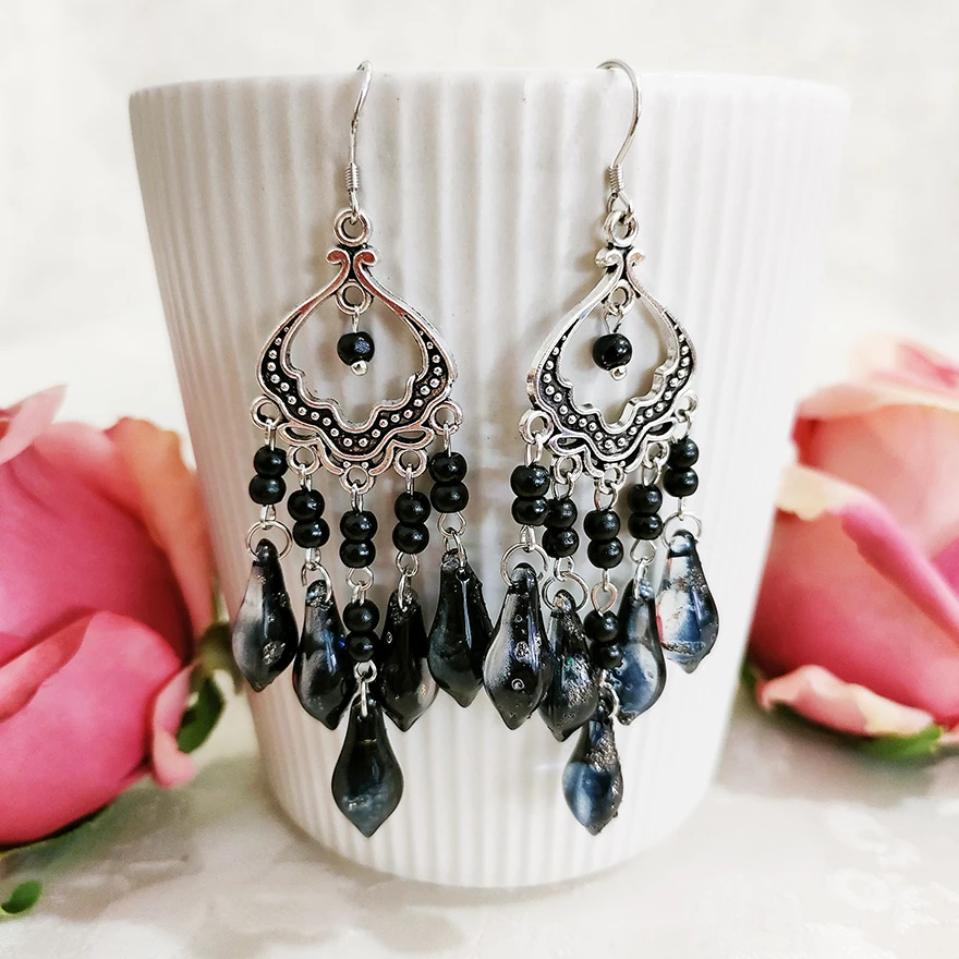 铜合金耳饰 波西米亚宫廷风气质吊坠耳环1091