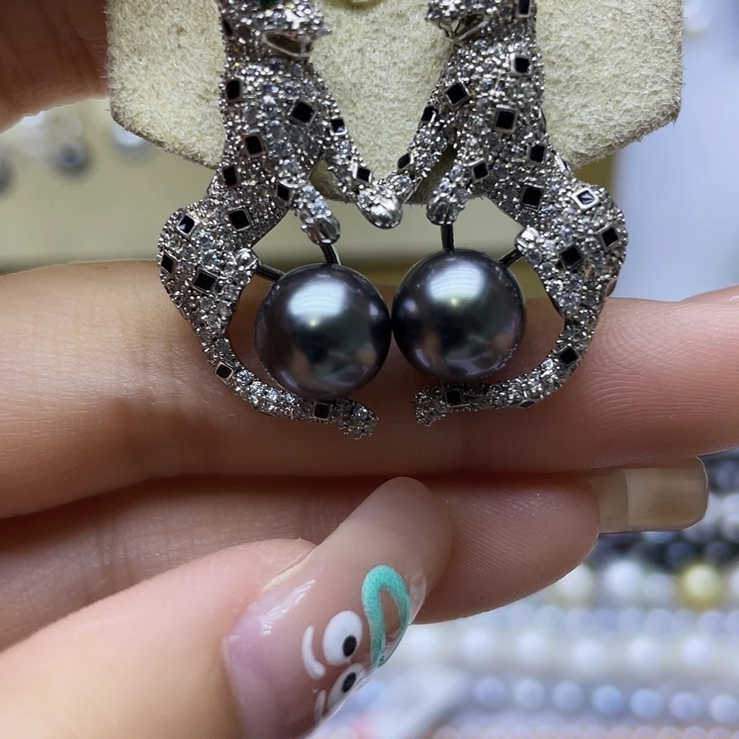 银S925镶嵌海水珍珠耳饰