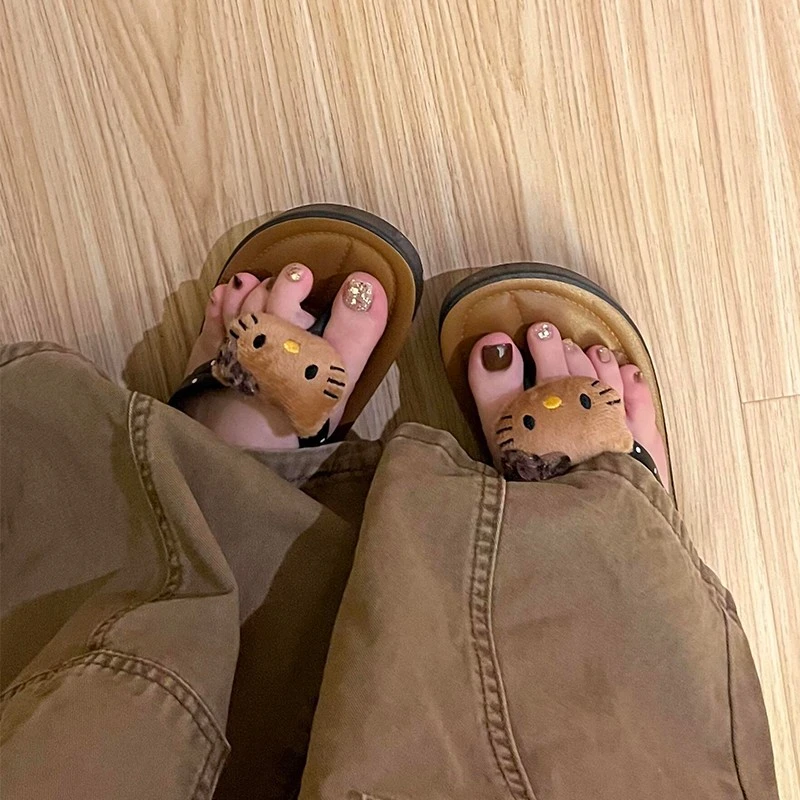 通可爱网红hellokitty拖鞋人字拖女外穿哈喽kitty猫踩脚凉拖2025