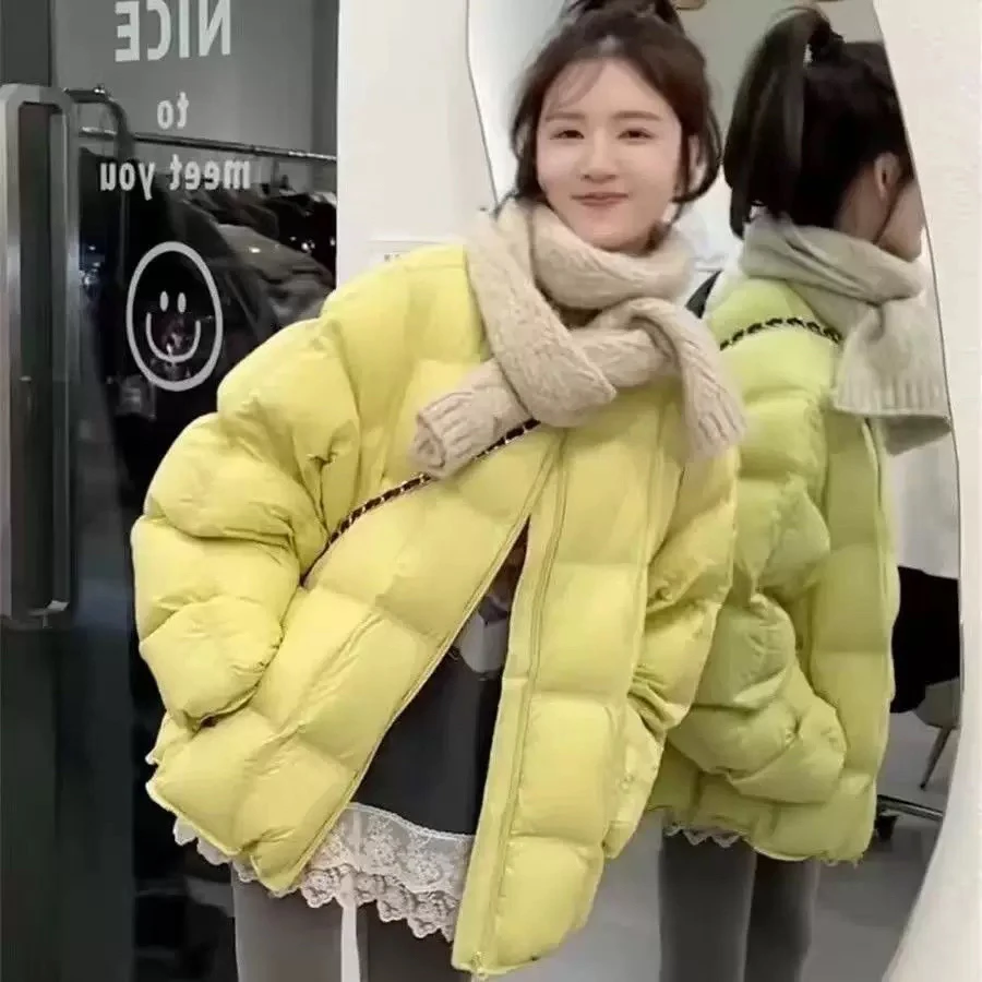 韩系圆领龟背泡芙棉服女2025冬季新款时尚减龄面包服外套