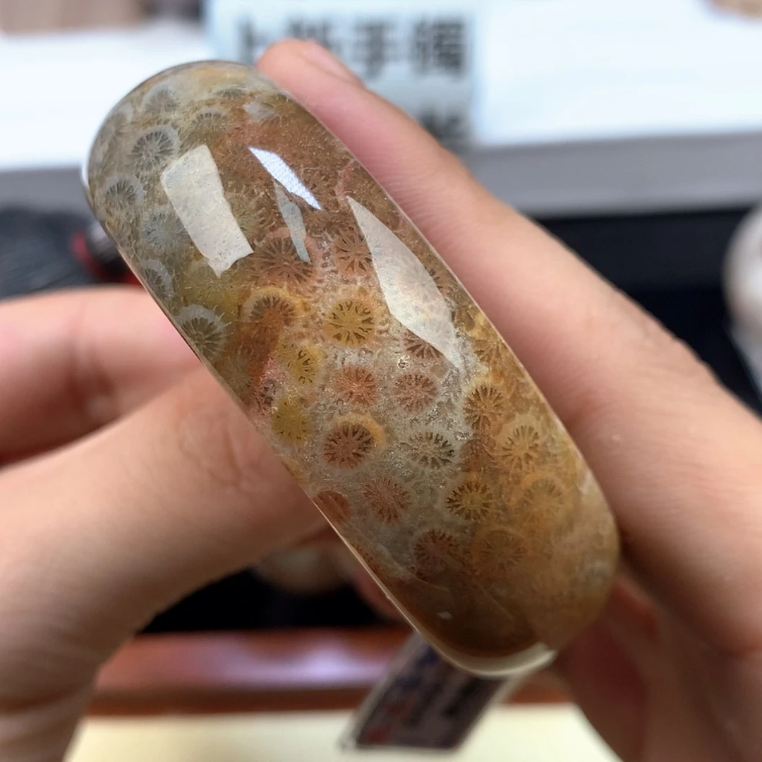 【闪购商品】颈饰未镶嵌硅化珊瑚（珊瑚玉）43号52.9圈双面花