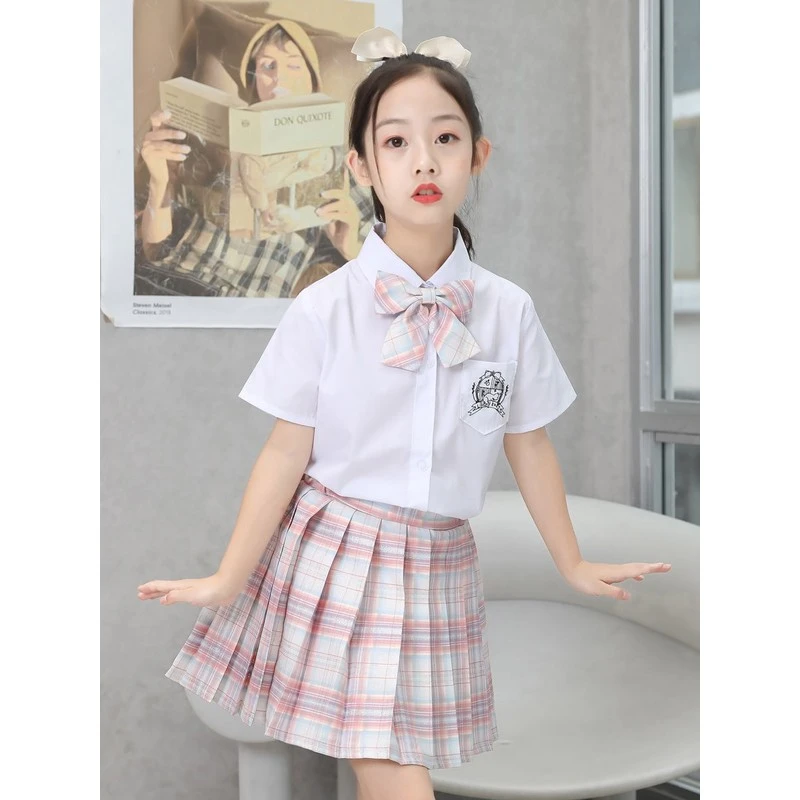 jk制服裙女童夏季小学生正版jk裙子儿童岁日系衬衫学院风套装lq
