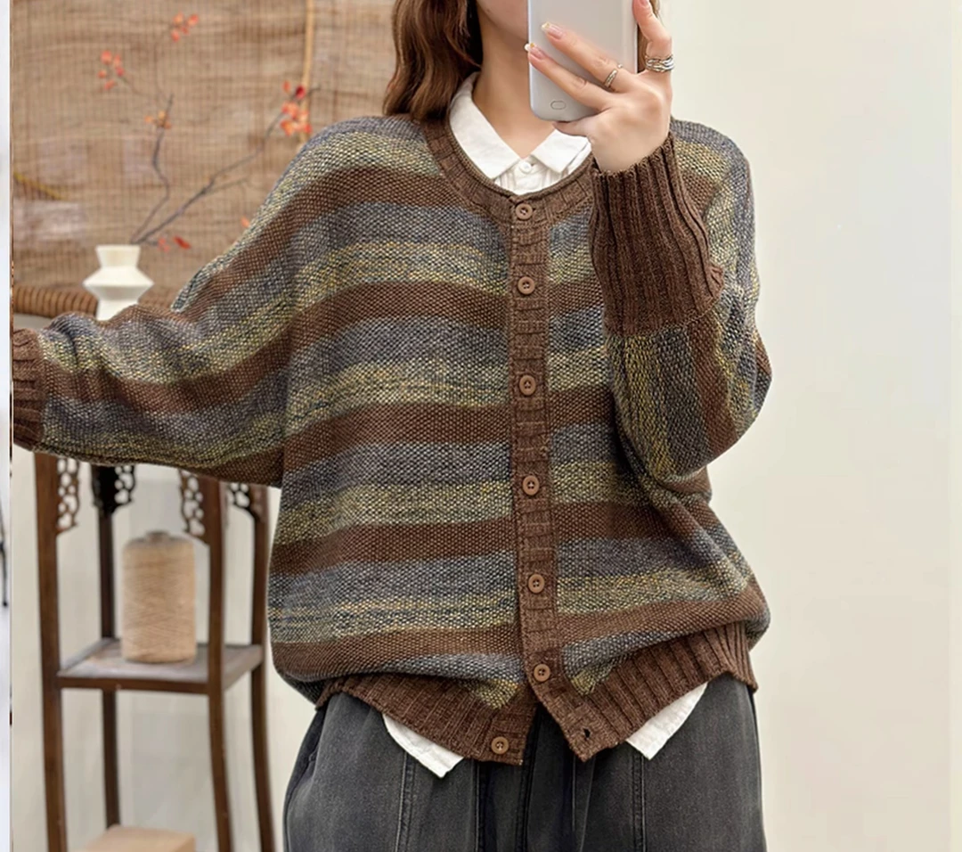 017百搭冬季毛针织衫开衫不起球圆领针织毛衣休闲长袖