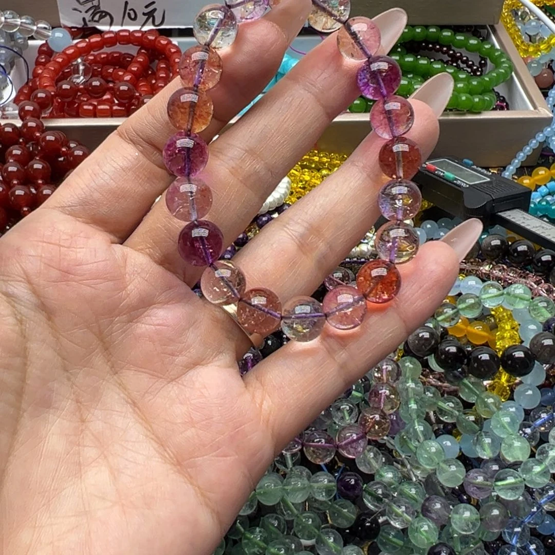 烟晶手链未镶嵌紫黄10